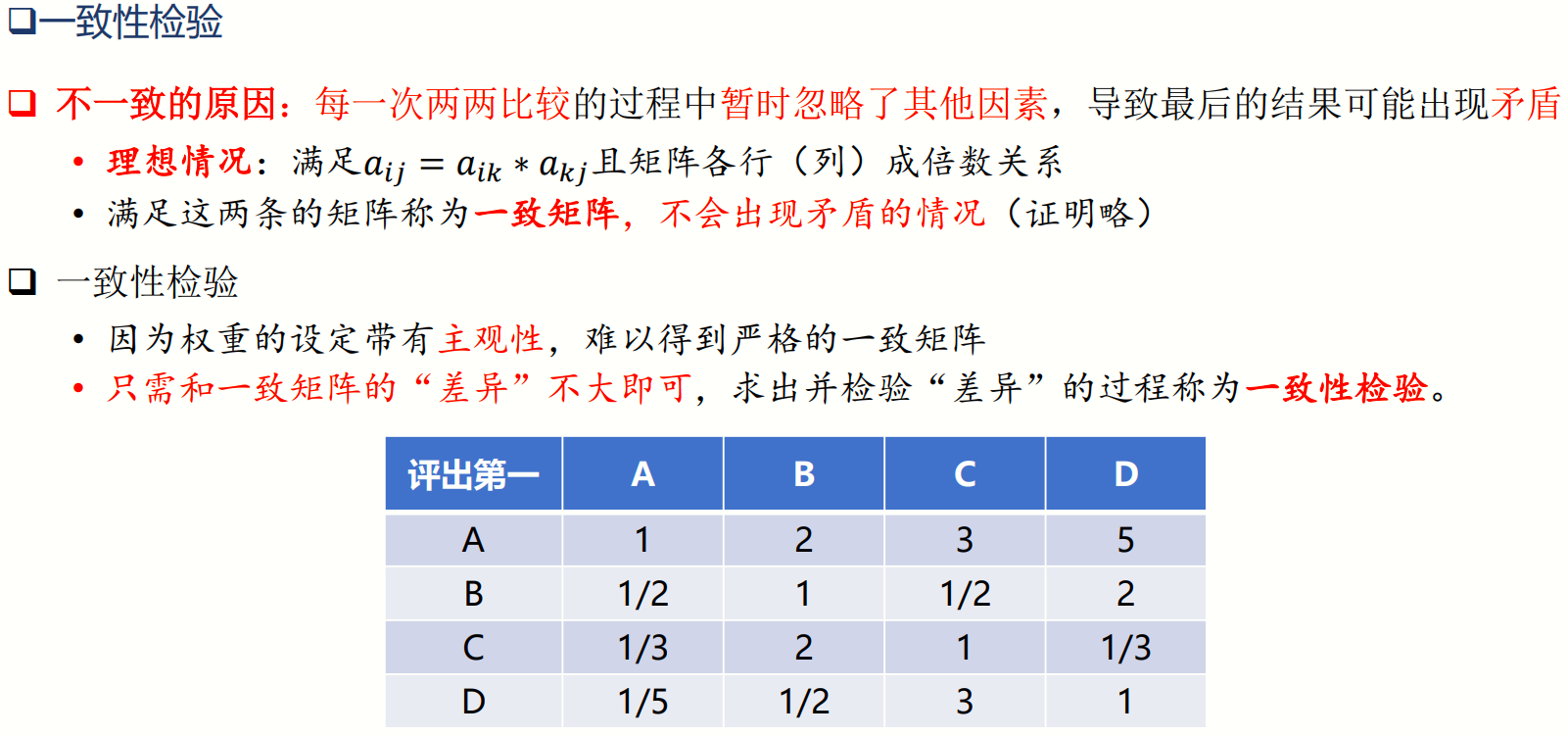 一致性检验引入